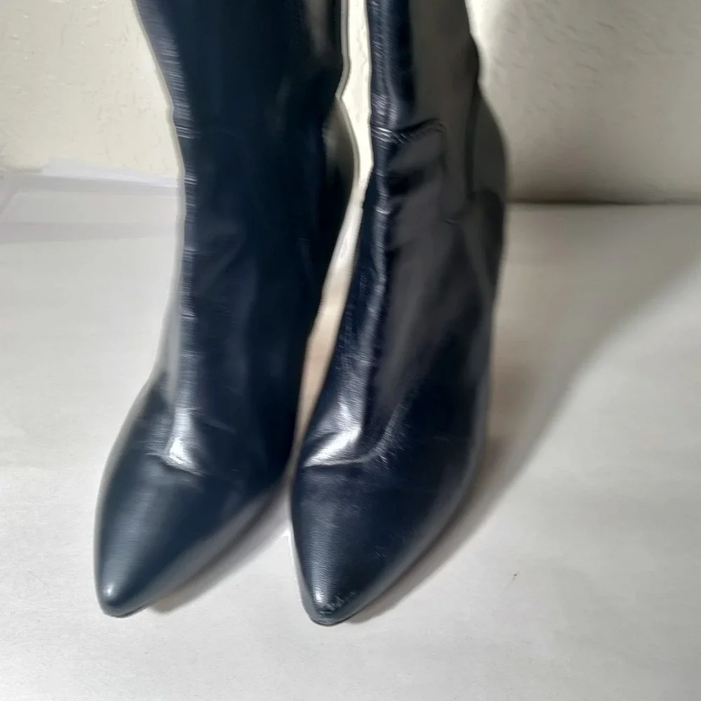 Vtg ROS HOMMERSON tall black leather‎ Over The Knee OTK BOOTS womens 9WW